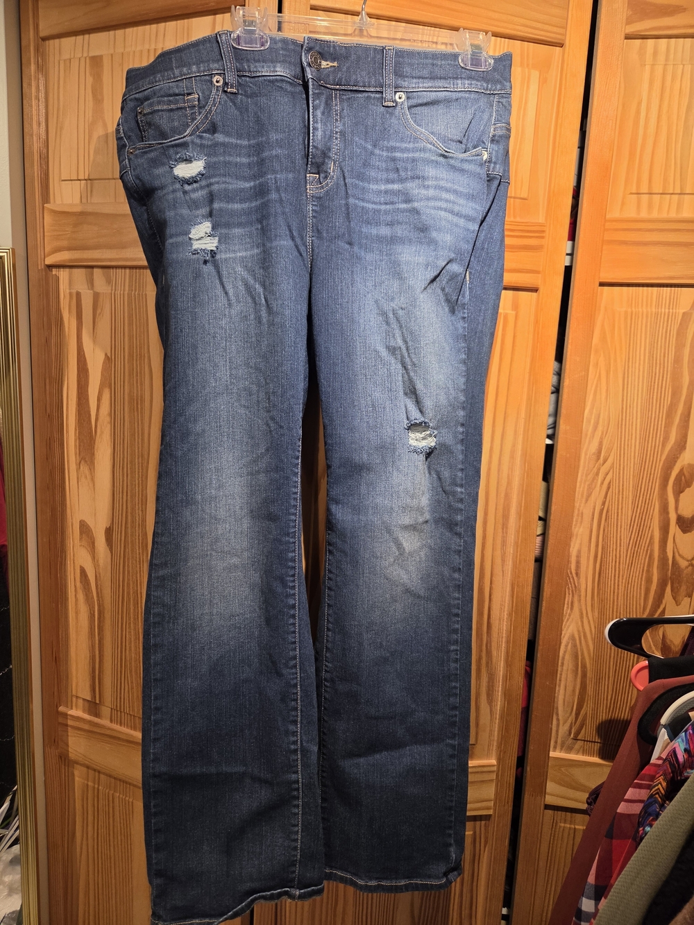 Torrid Distressed Bombshell Straightleg Blue Denim Jeans